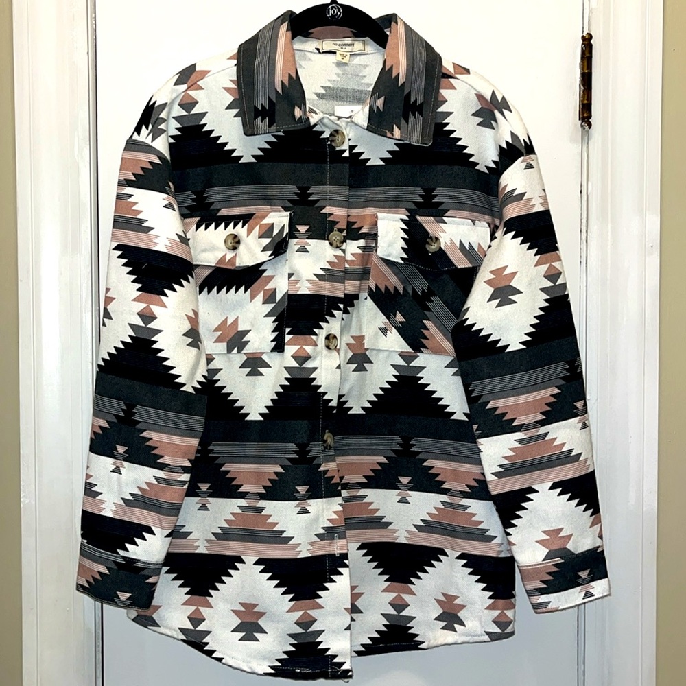 Pendleton‑Style Aztec Western Jacket – Cowgirl Shacket Tribal Print Fall Rodeo
